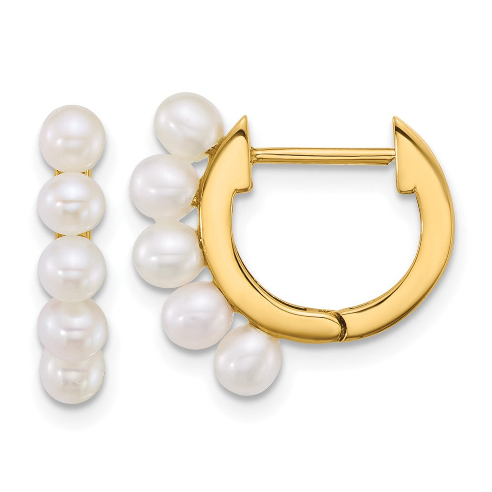14k 3-4mm Rice South Sea Saltwater Cultured Pearl Hoop Earrings