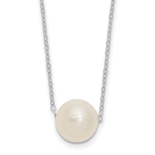 14k WG 10-11mm Semi-Round White FWC Pearl 17in Necklace
