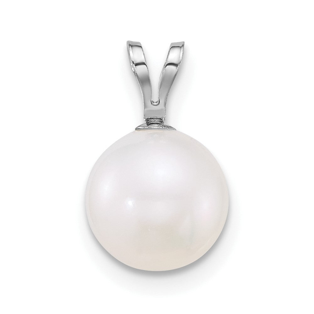 14k WG 8-9mm Round White Freshwater Cultured Pearl Pendant