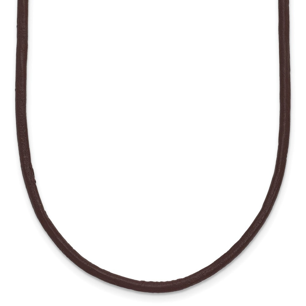 14k 2mm 16in Brown Leather Cord Necklace