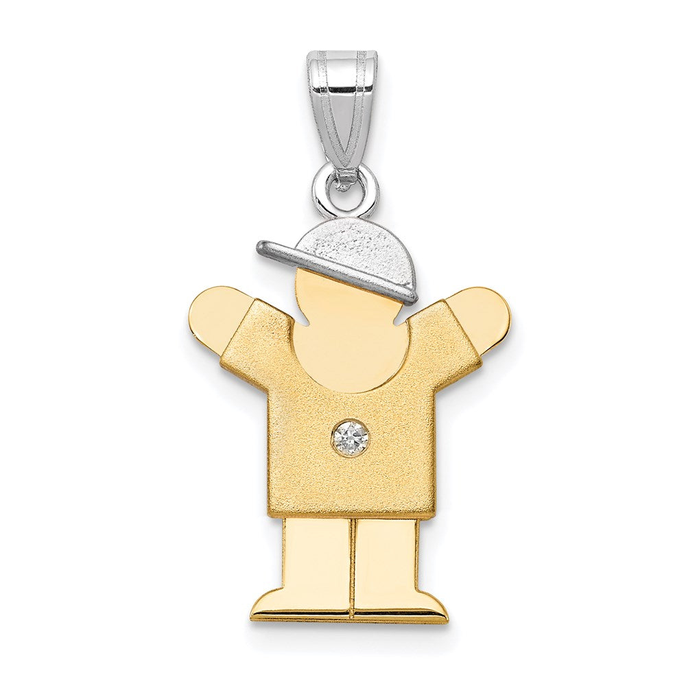 14k Two-tone A Diamond Kid Pendant