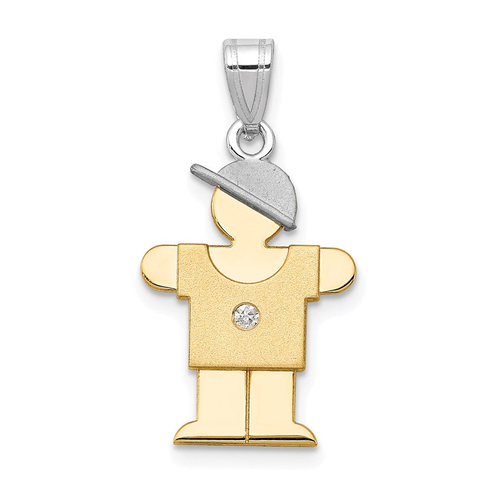 14k Two-tone A Diamond Kid Pendant