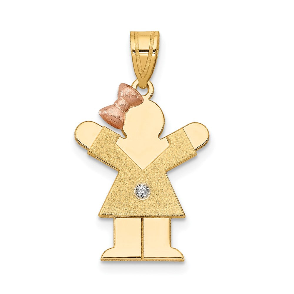 14k Two-tone VS Diamond Kid Pendant