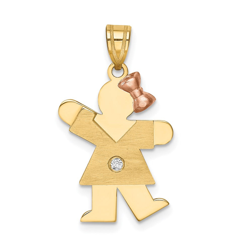 14k Two-tone A Diamond Kid Pendant