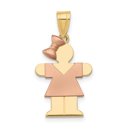 14k Two-Tone Small Girl w/ Bow on Left Engravable Charm