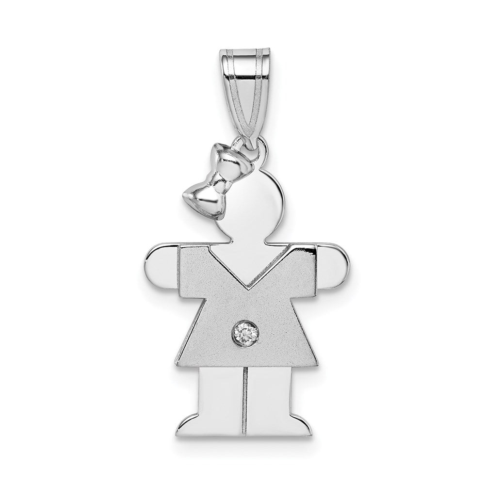14k White Gold AAA Diamond Kid Pendant