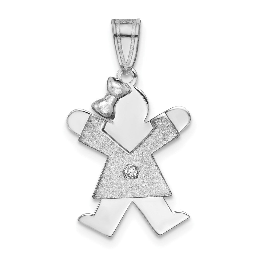 14k White Gold A Diamond Kid Pendant
