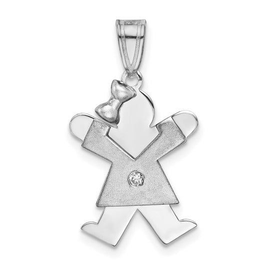 14k White Gold A Diamond Kid Pendant