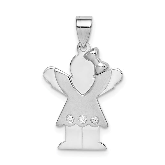 14k White Gold AA Diamond Kid Pendant