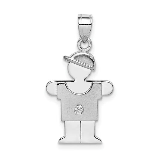 14k White Gold A Diamond Kid Pendant