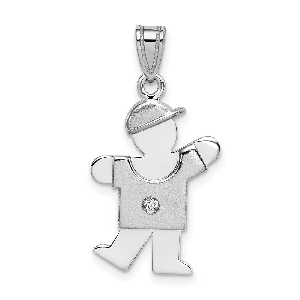 14k White Gold A Diamond Kid Pendant
