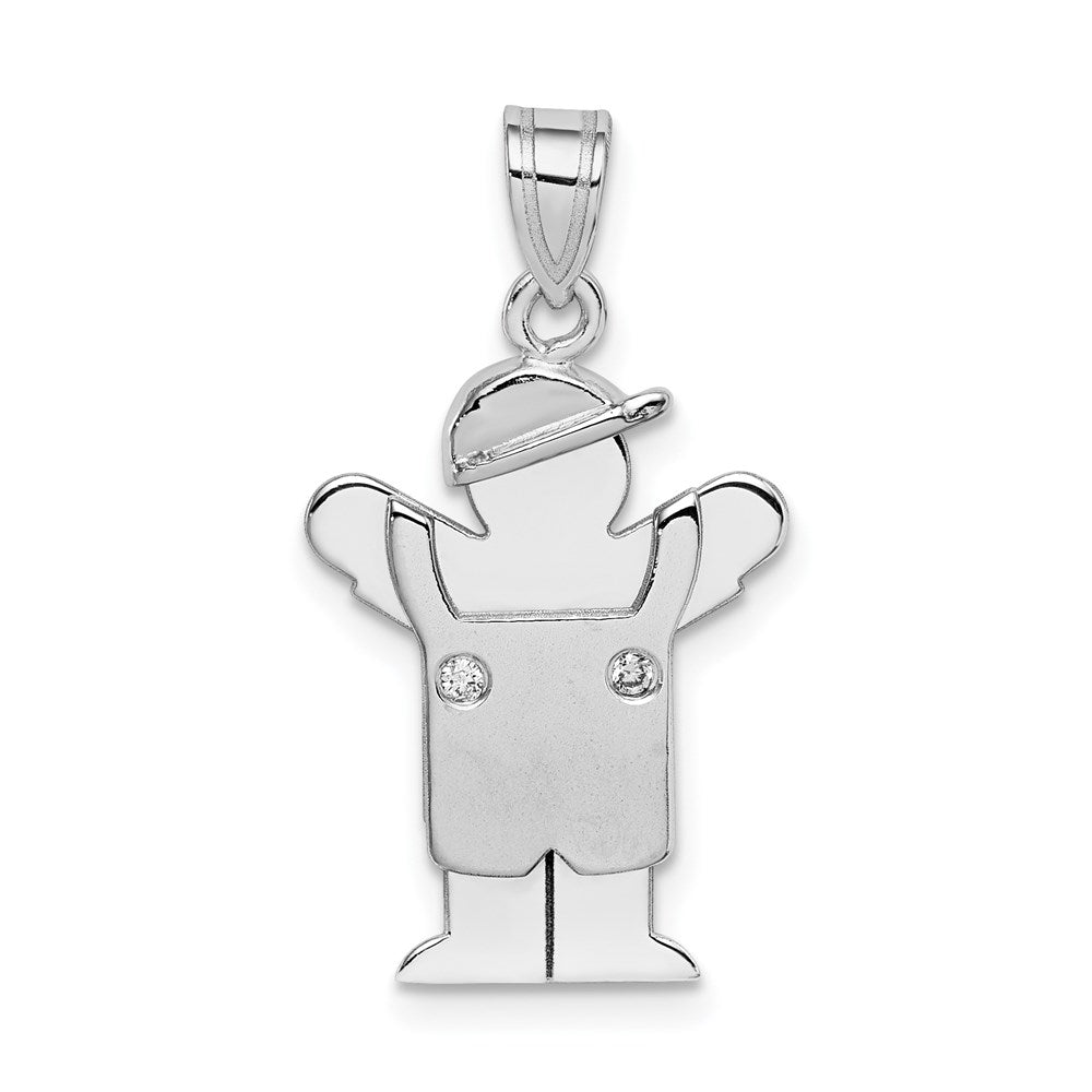 14k White Gold A Diamond kid pendant