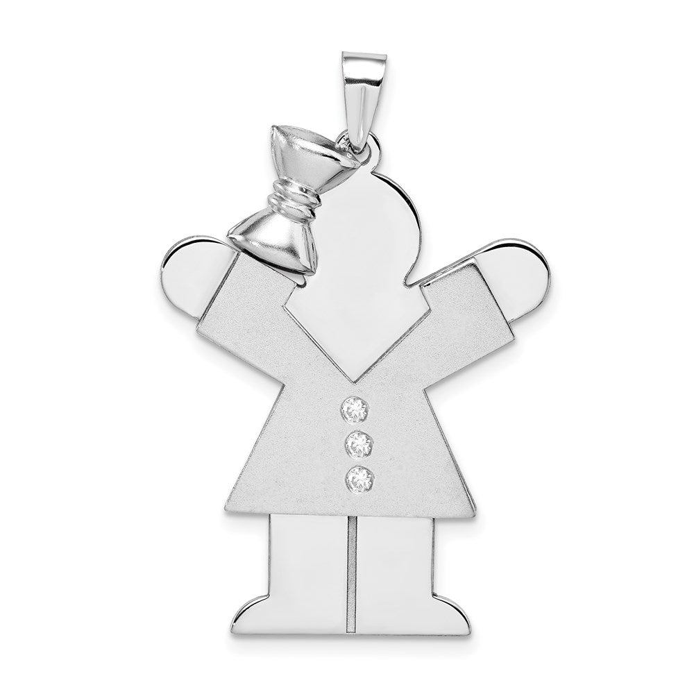 14k White Gold A Diamond Kid Pendant