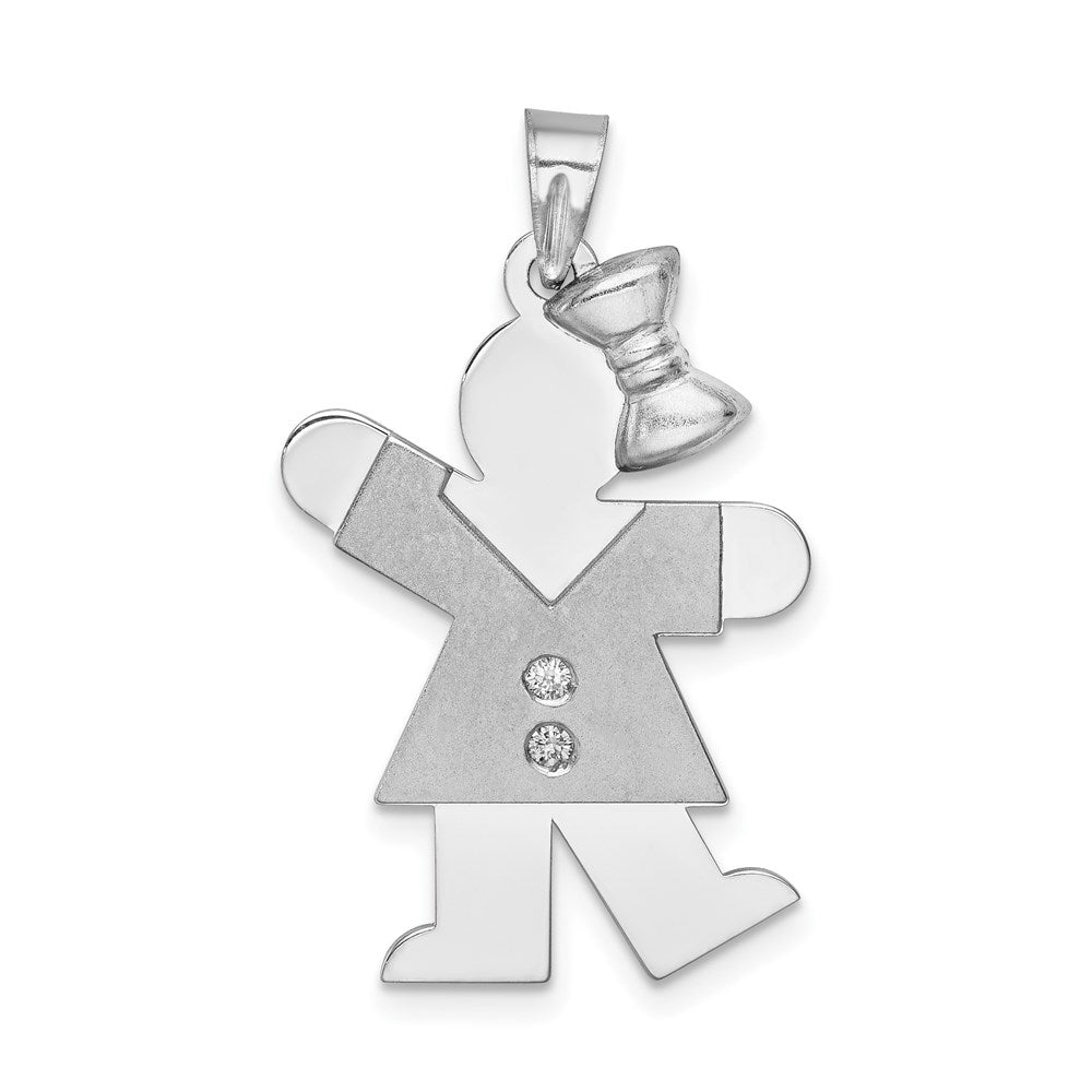 14k White Gold A Diamond Kid Pendant