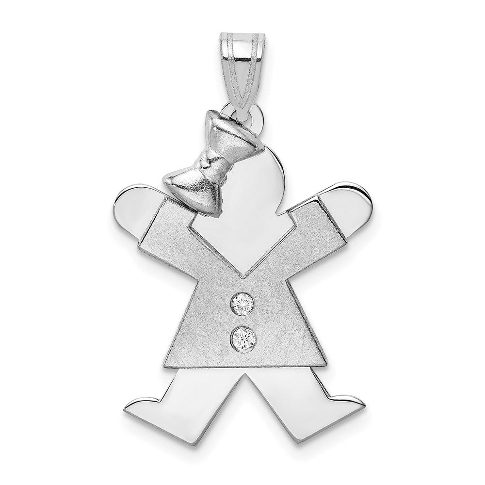 14k White Gold A Diamond Kid Pendant