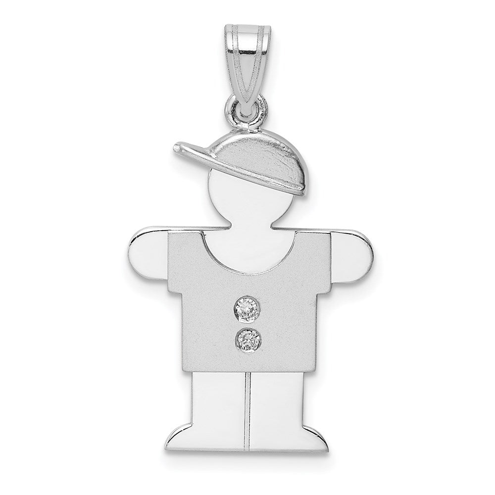 14k White Gold A Diamond Kid Pendant