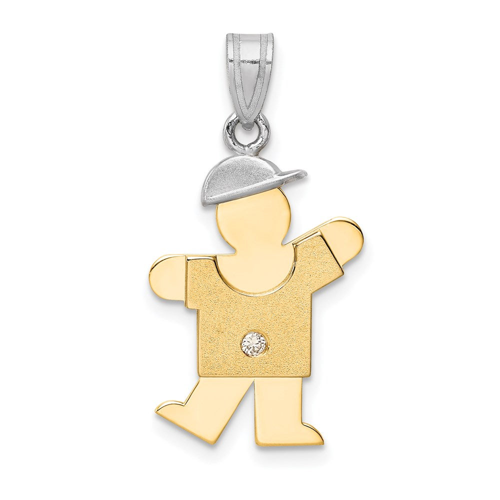 14k Two-tone A Diamond Kid Pendant