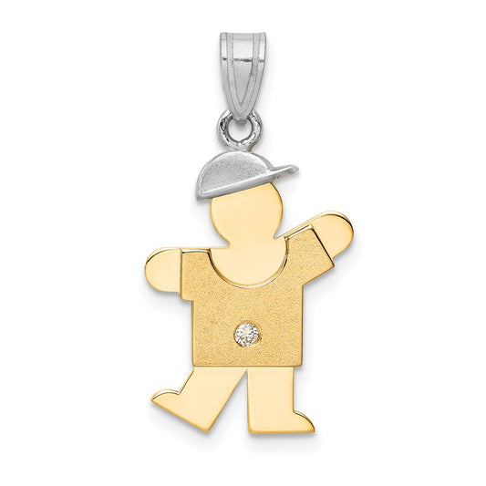 14k Two-tone A Diamond Kid Pendant