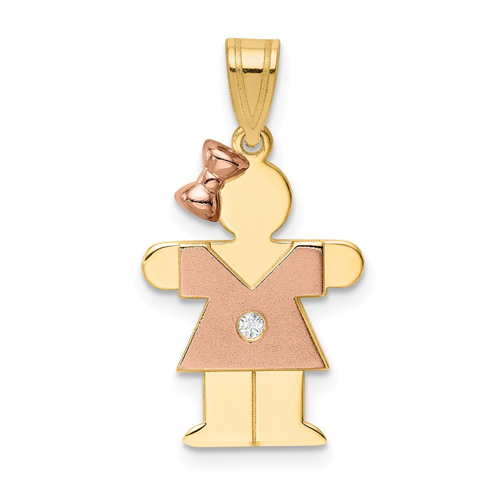 14k Two-tone VS Diamond kid pendant