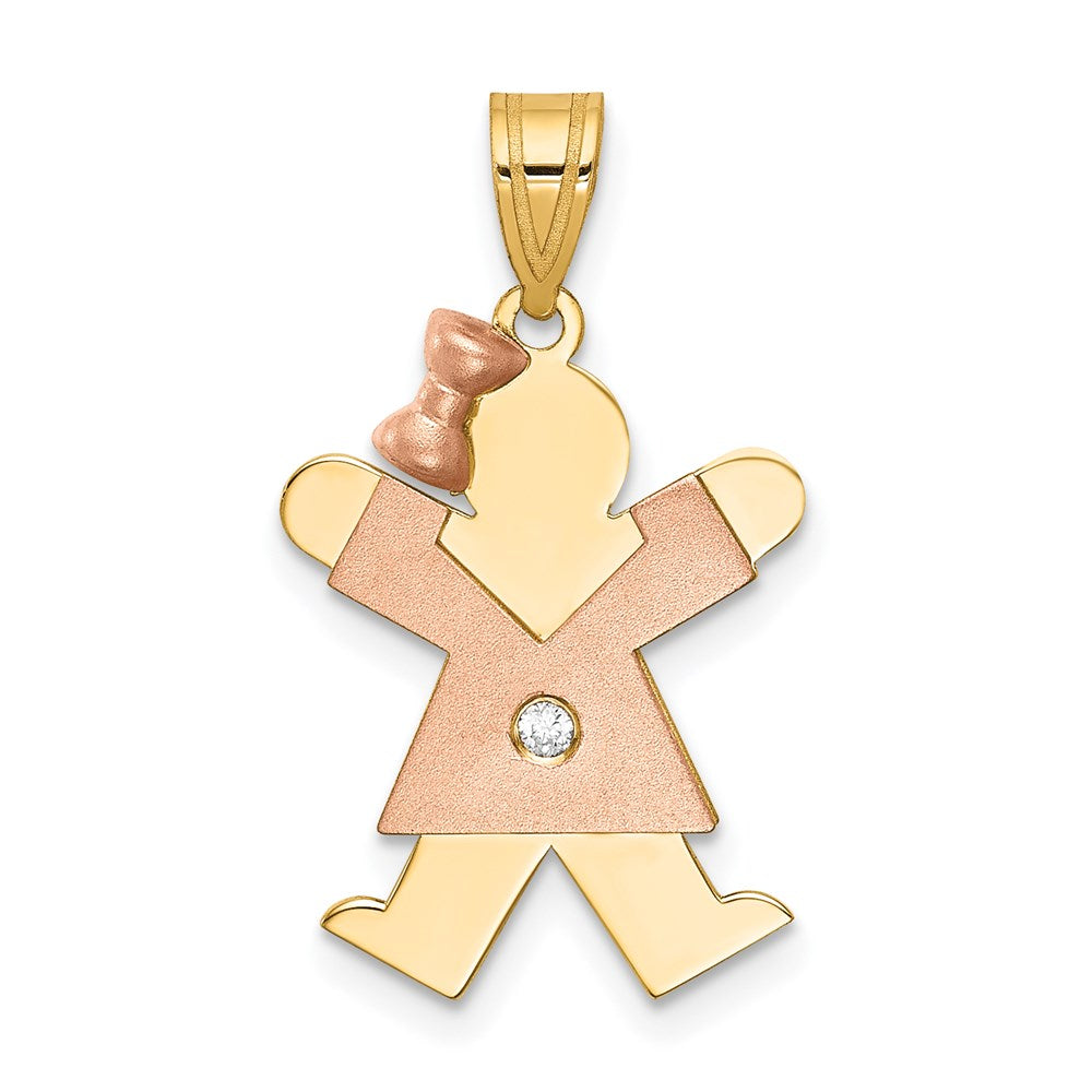 14k Two-tone A Diamond Kid Pendant