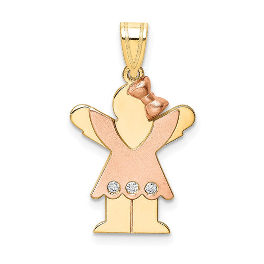 14k Two-tone A Diamond Kid Pendant