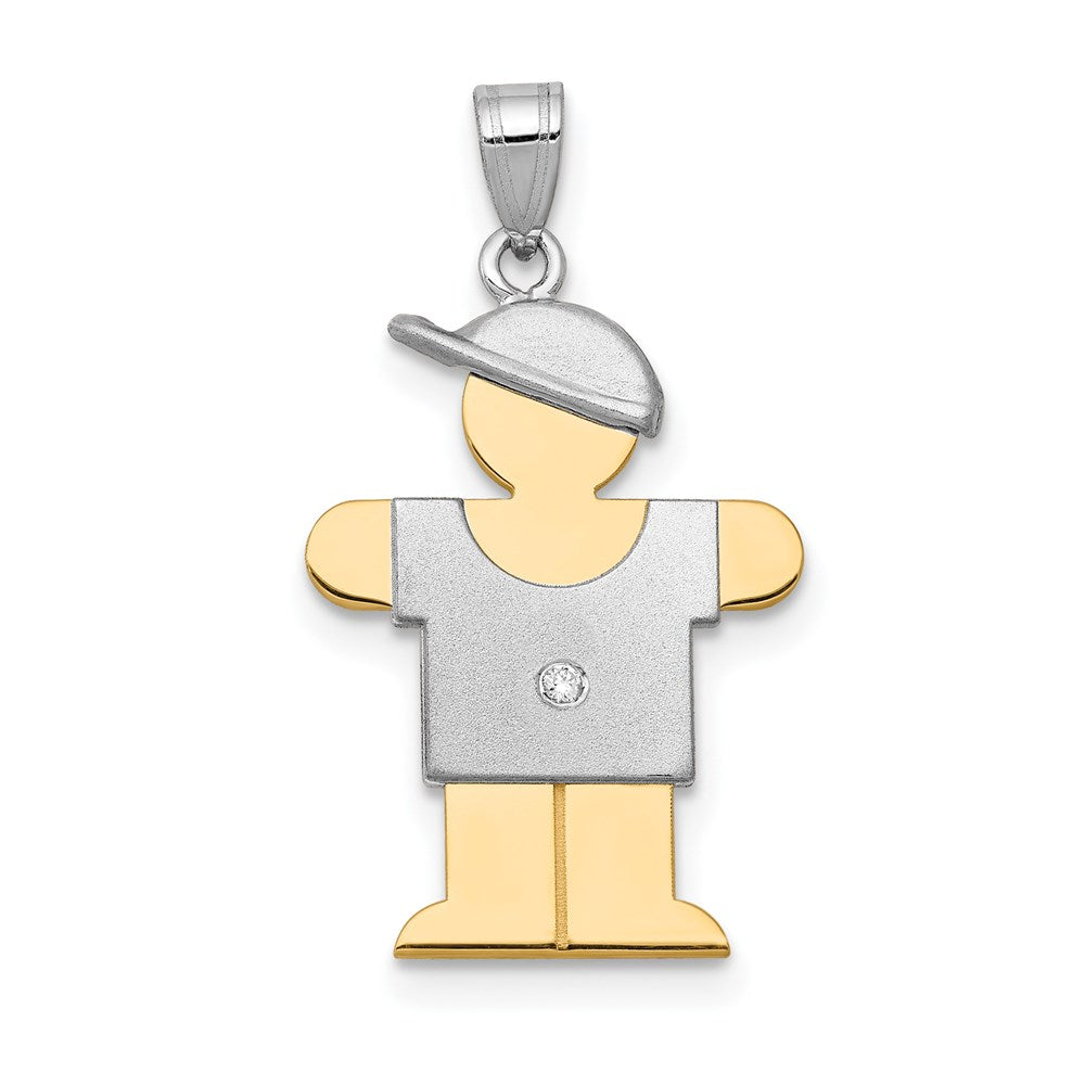 14k Two-tone AA Diamond Kid Pendant