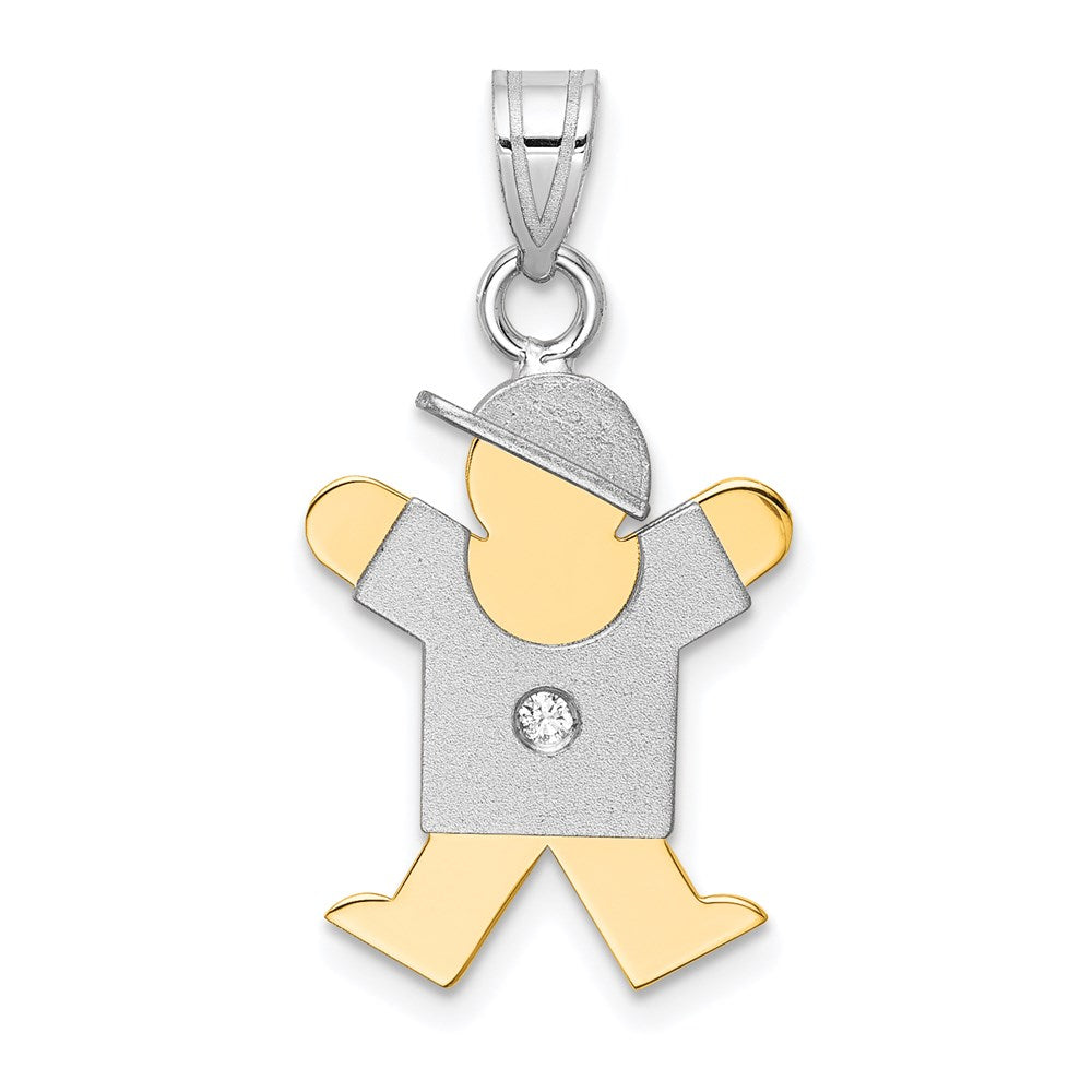 14k Two-tone A Diamond Kid Pendant