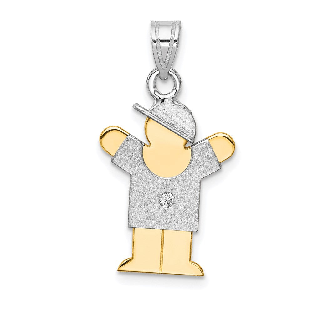 14k Two-tone A Diamond Kid Pendant