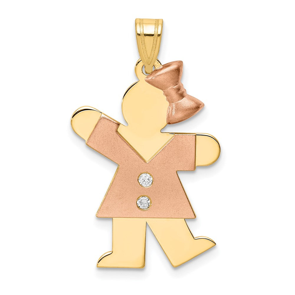 14k Two-tone A Diamond Kid Pendant