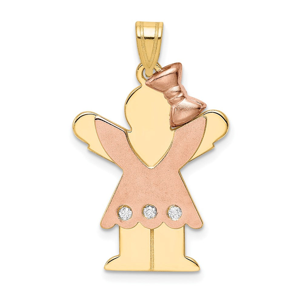 14k Two-tone A Diamond Kid Pendant