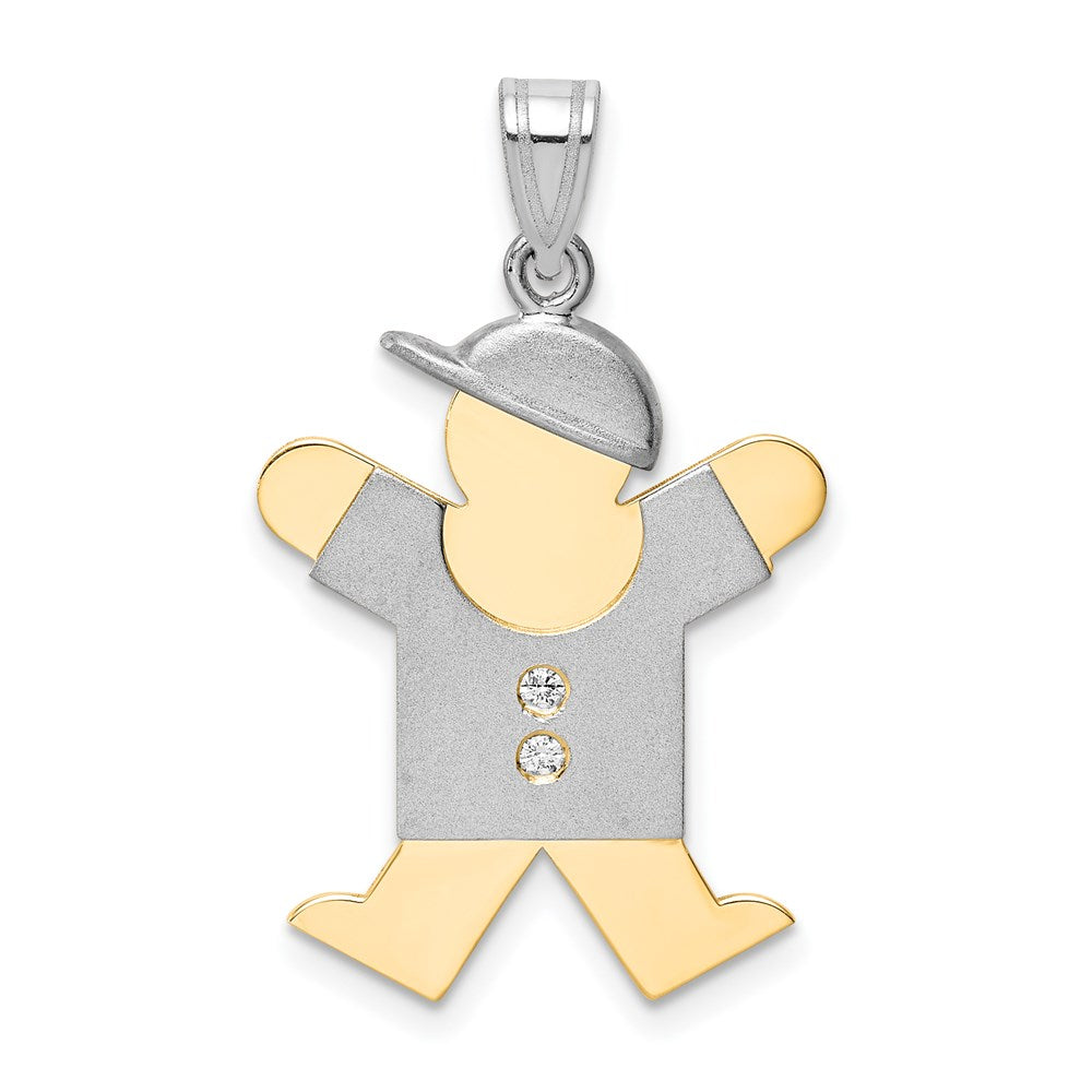 14k Two-tone A Diamond Kid Pendant