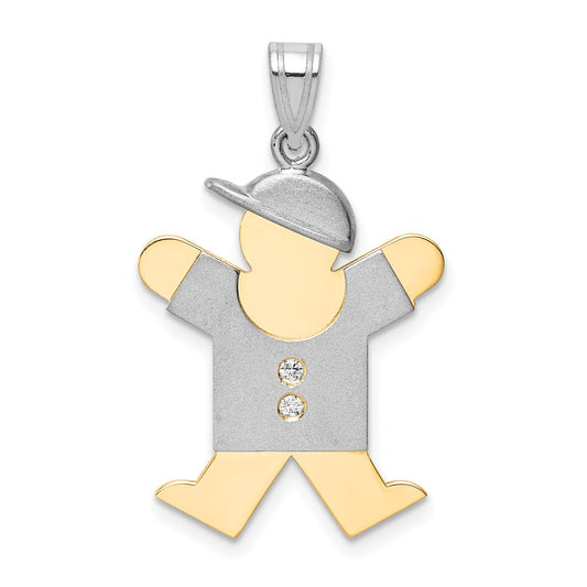 14k Two-tone A Diamond Kid Pendant