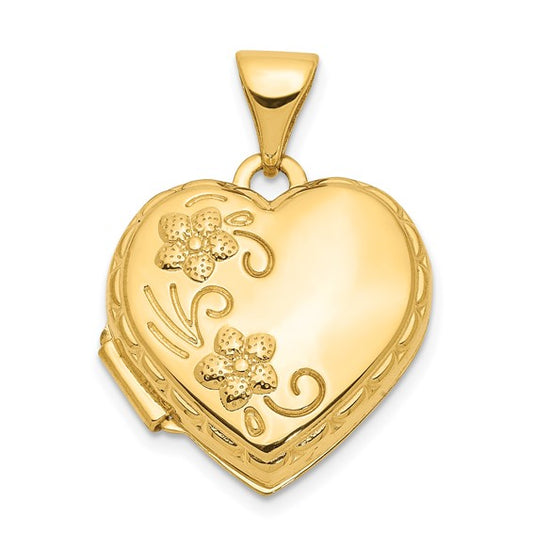 14k 15mm Floral Heart Locket