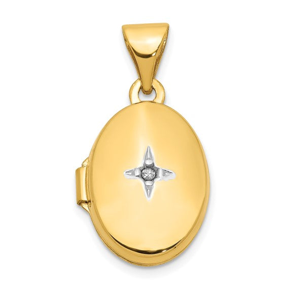 14k Diamond Oval Locket