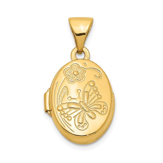 14k Floral and Butterfly Locket