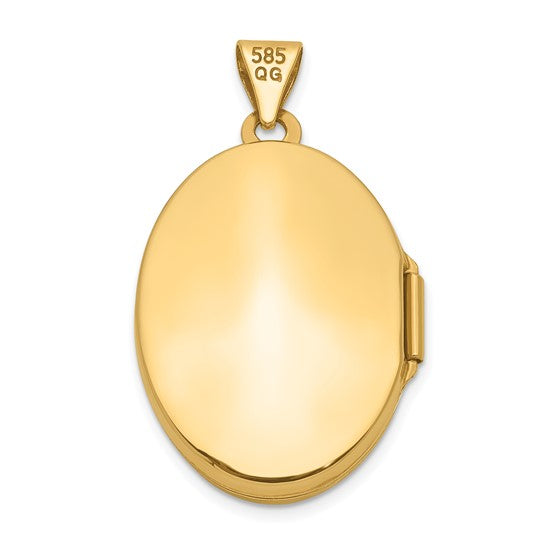 14k Diamond-shaped Design Oval Locket