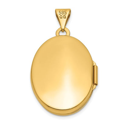 14k Yellow Gold Scroll Heart Design Oval Locket