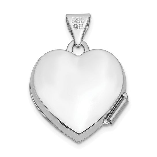 14k White Gold Polished Heart-Shaped Locket