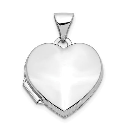 14k White Gold Polished Heart-Shaped Locket