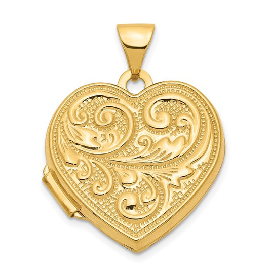 14k Scrolled LOVE YOU ALWAYS Heart Locket