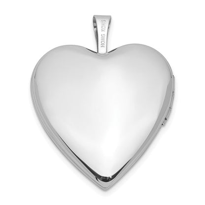 14k White Gold 20mm Diamond Satin and D/C Cross Heart Locket