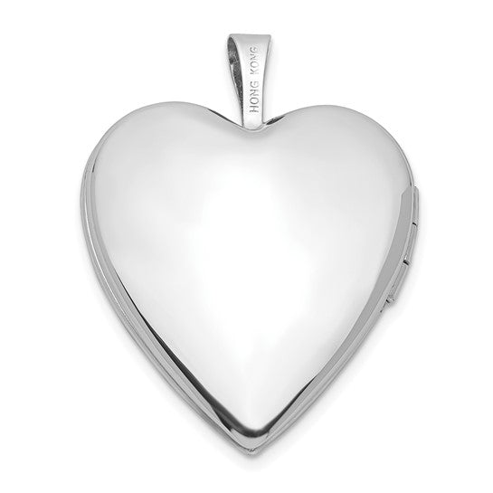 14K 20mm White Gold Plain Polished Heart Locket