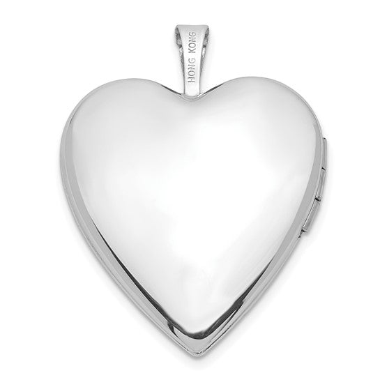 14K 20mm White Gold Diamond Heart Locket