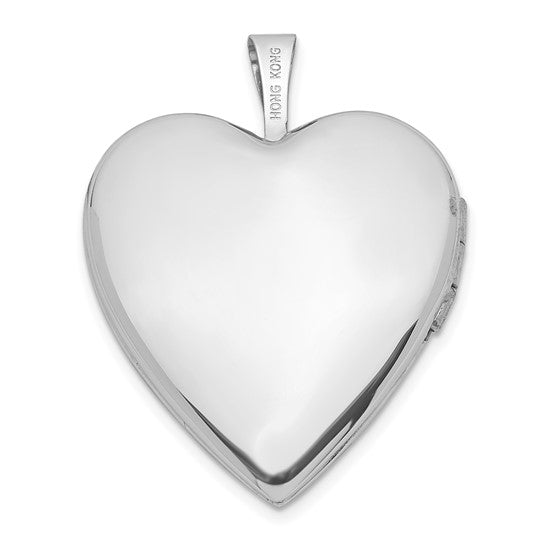 14K 20mm White Gold Mother and Child Heart Locket