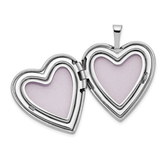 14K 20mm White Gold Mother and Child Heart Locket