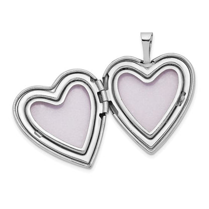 14K 20mm White Gold MOM with Hearts Heart Locket