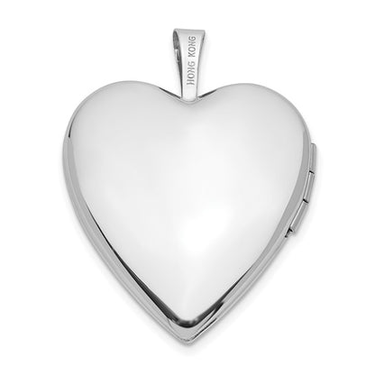 14K 20mm White Gold Enamel Flowers MOM Heart Locket