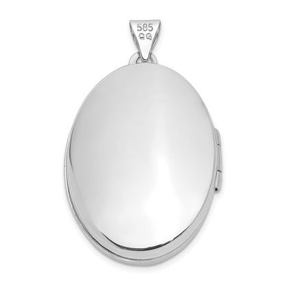 14k White Gold 26mm 1/2 Hand Engraved Scroll Oval Locket