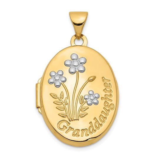 14k with Rhodium 21mm Oval Granddaughter Locket