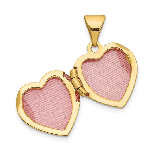 14k Two-toned 12mm Diamond LOVE with Heart Charm Heart Locket